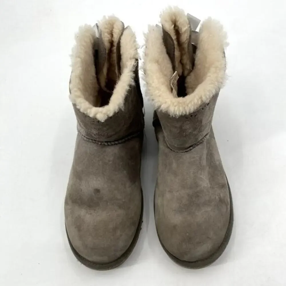 UGG Gray Bow‎ Short Shearling Boots